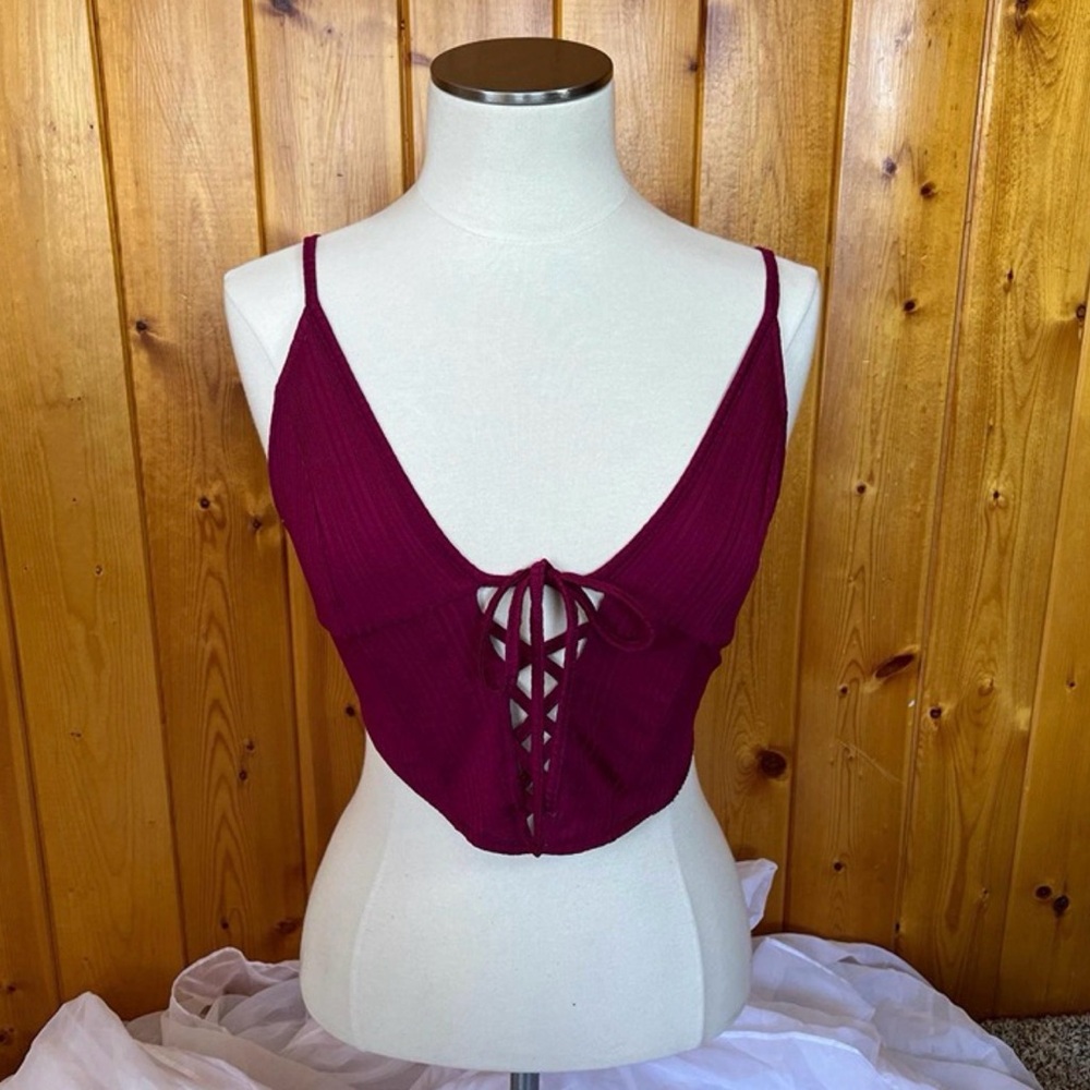 Urban Outfitters Magenta Lace-Up Top